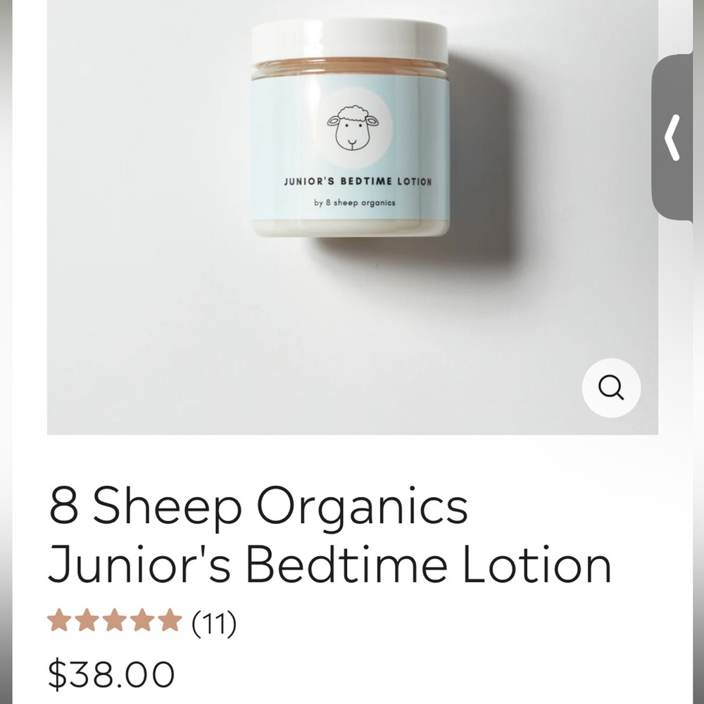 “8 sheep’s organic” junior bedtime lotion brand new in box unopened - 8oz